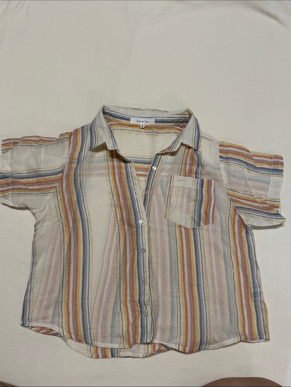Lightweight Striped Short-Sleeve Button Shirt